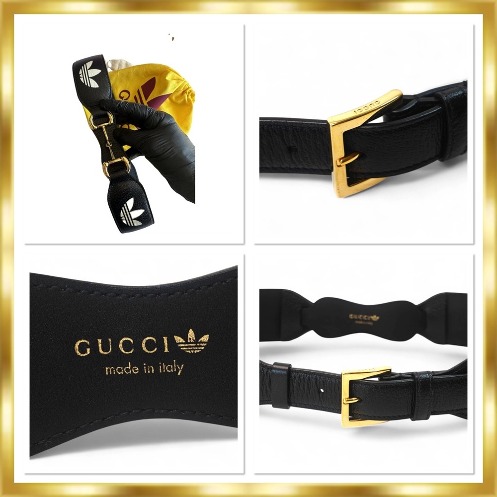 Gucci X Adidas Leather Logo Horse-Bit Belt. Size 85( Small) - Picture 3 of 6